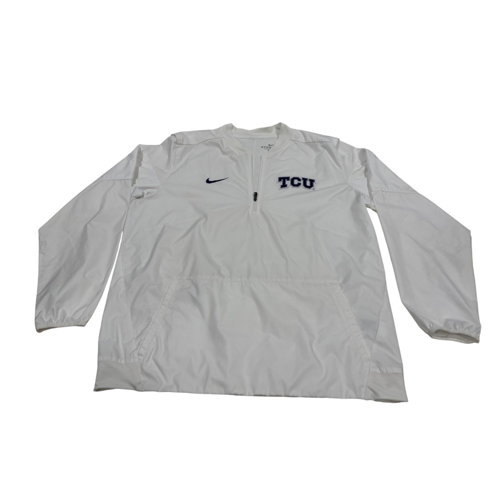 Nike Storm-FIT TCU Horned Frogs 1/4 Zip Windbreaker Jacket Mens Large White